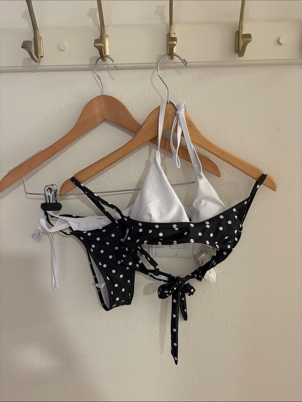 Black & White Polka Dot Tie Bikini Set - Women Intimates & Sleepwear